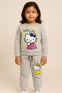 Gray Baby Girl Cute Sequence Hello Kitty Fashionable Long Sleeve Sports Sweatshirts + Trouser Autumn & Winter Flees Clothes Set Outdoor Wear TS6412B